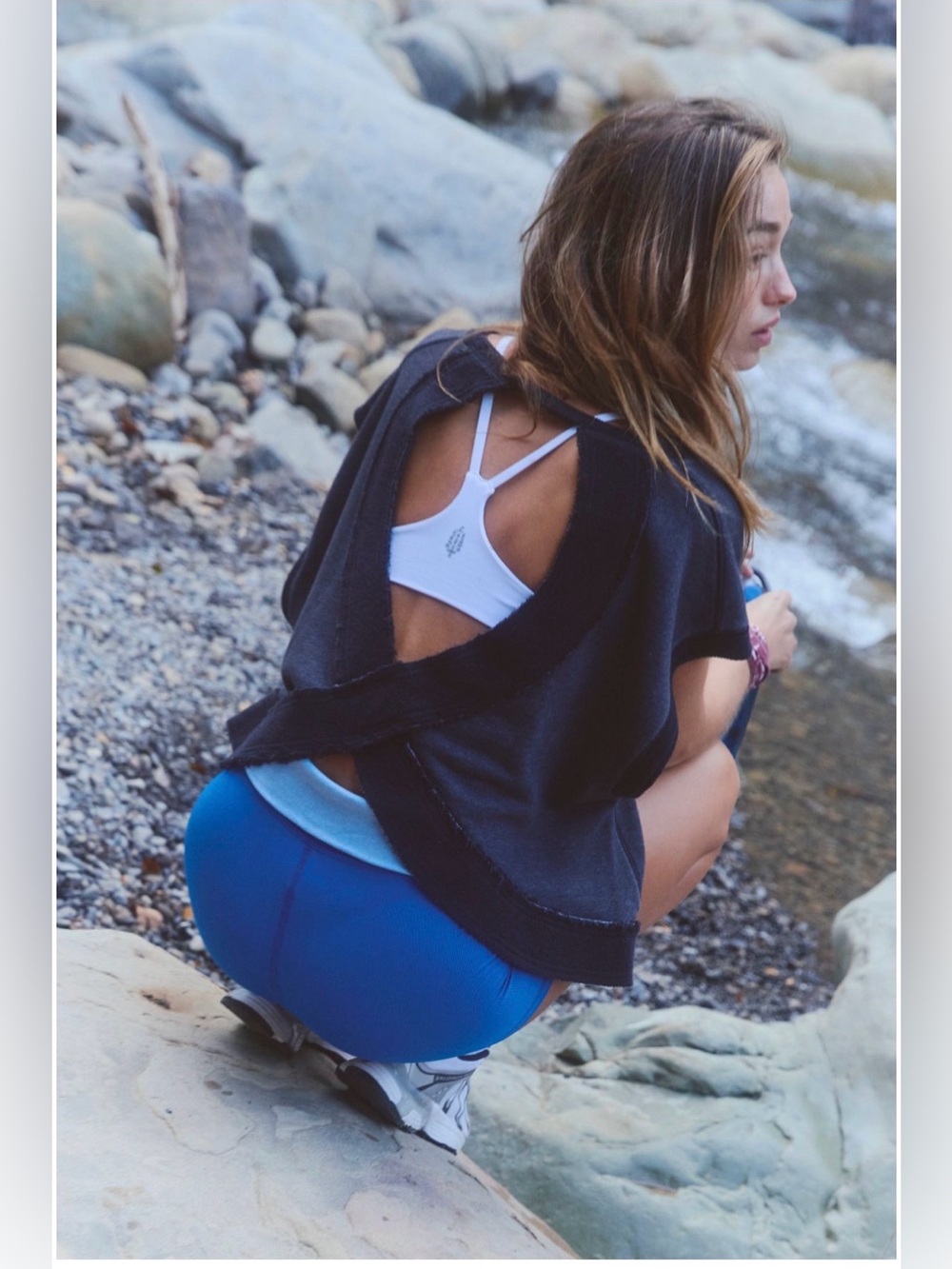 FP Movement by Free People Black Short Sleeve Open-Back Tee